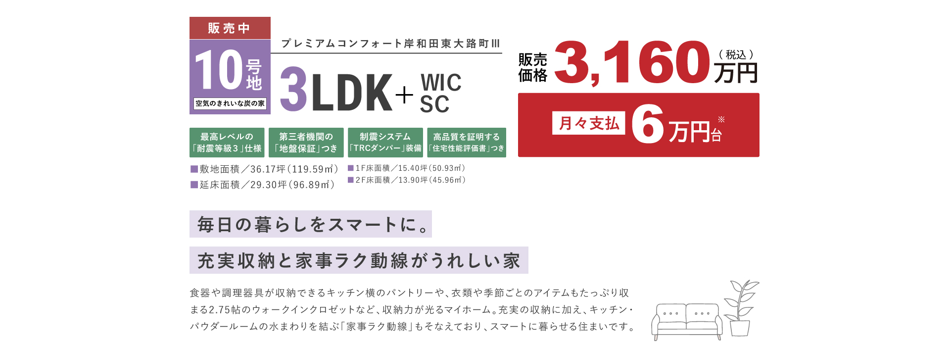 プレミアムコンフォート岸和田東大路町10号地 新築一戸建て販売