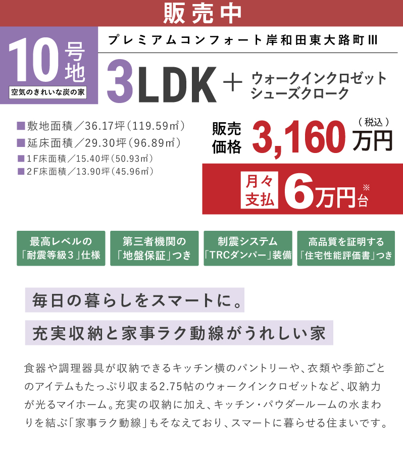 プレミアムコンフォート岸和田東大路10号地 新築一戸建て販売