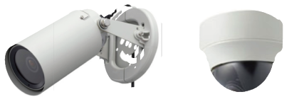 屋外用デイナイトカメラとドーム型カラーカメラ