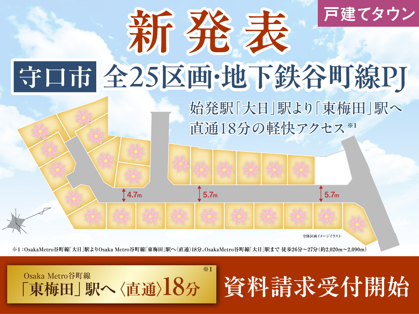 【新発表】守口市「大日」駅利用で「東梅田」まで直通18分！資料請求受付開始！