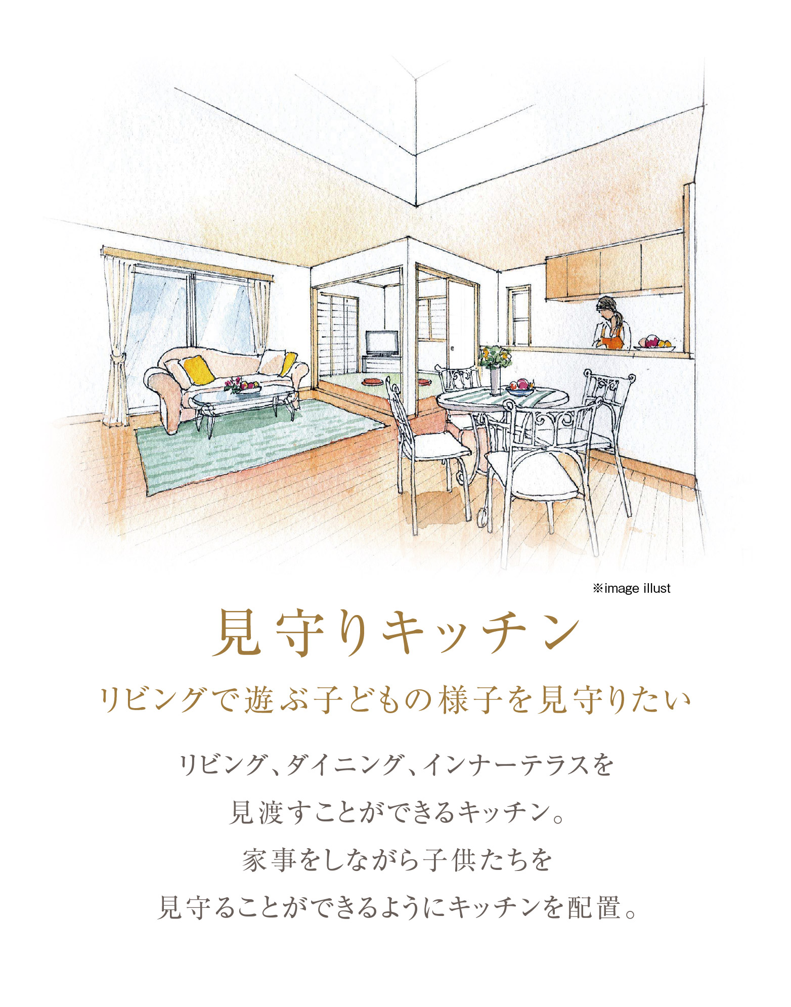 自由設計のススメ 02 見守りキッチン フジ住宅 大阪 神戸 阪神間 北摂 和歌山の新築一戸建て 土地 マンション