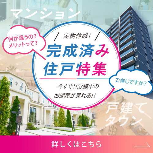完成済み＜戸建て建売分譲＞物件 ＆ 完成済み＜即入居可能マンション＞物件をピックアップ！分譲中のお部屋が今すぐ見学可能！な物件はこちら▶▶