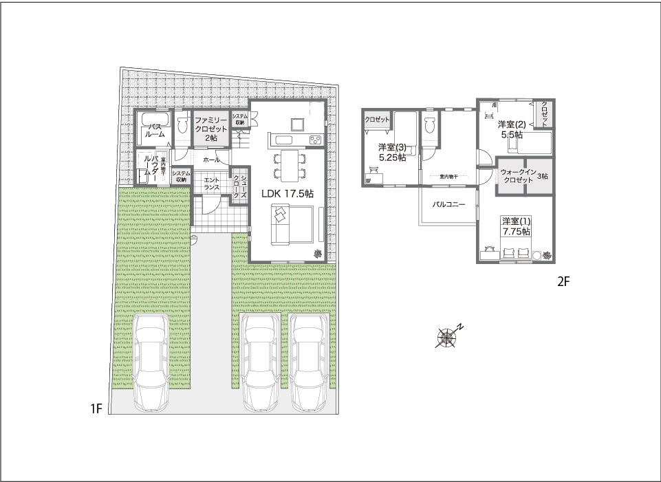 ゆったり敷地と充実の収納がうれしい家