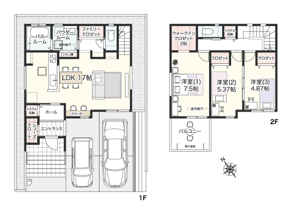 ゆとりのLDKとたっぷり収納で、美しく整う家