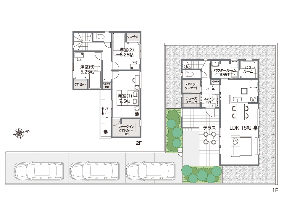 休日に彩りを。ゆとりのエントランスアプローチ×テラスが魅力の家