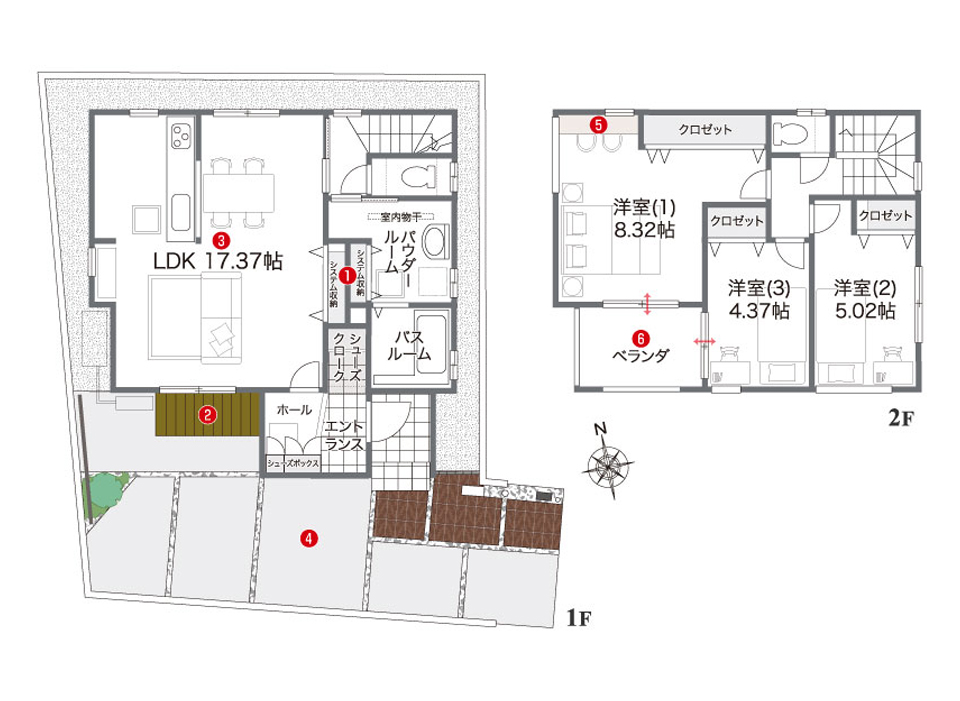 多彩な収納スペースや、LDKに縁側のある家