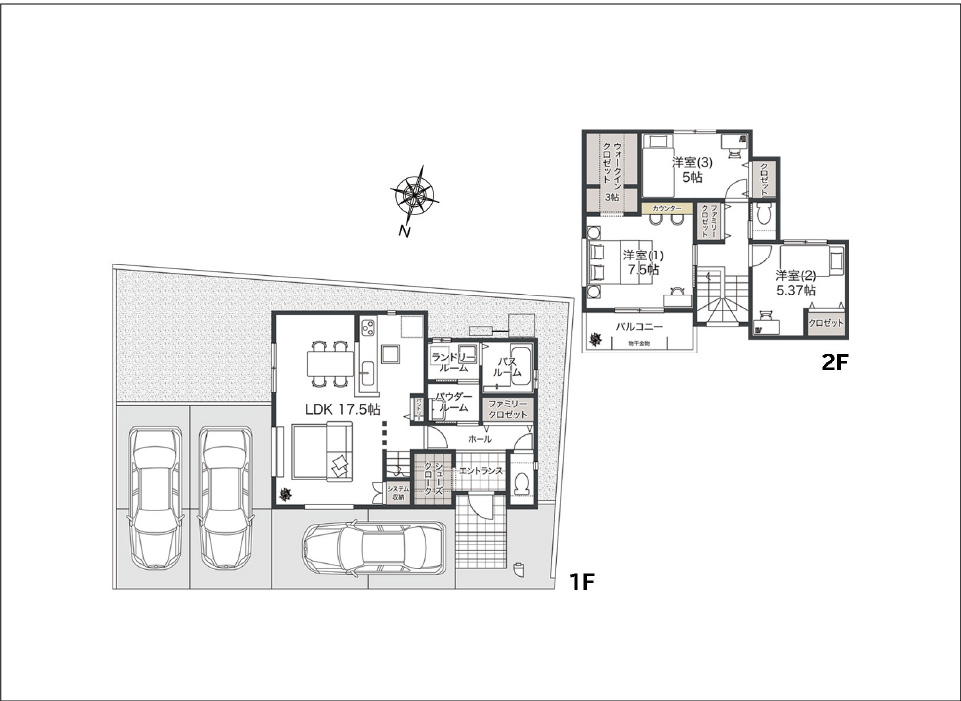 毎日の暮らしに、ゆとりと収納を備えた家