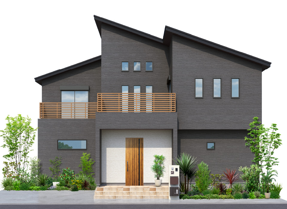ステップダウンリビングや吹き抜けで
天井が高く開放感ある住まい。
