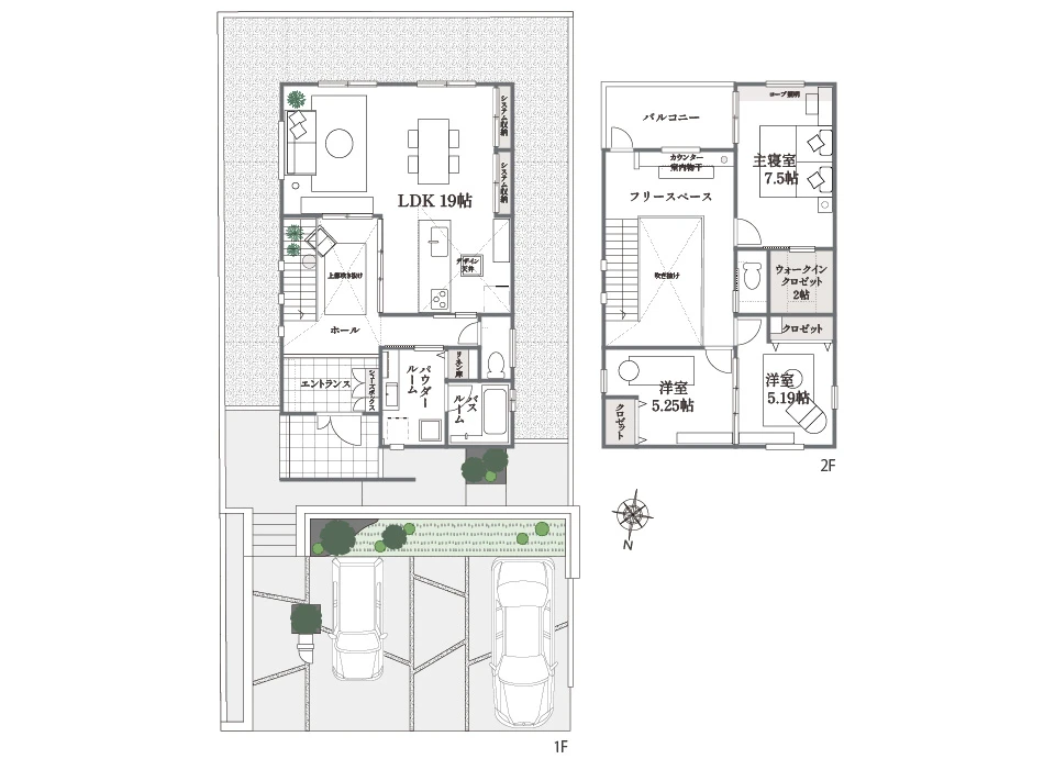 エントランスホールとLDKがシームレスに繋がる家